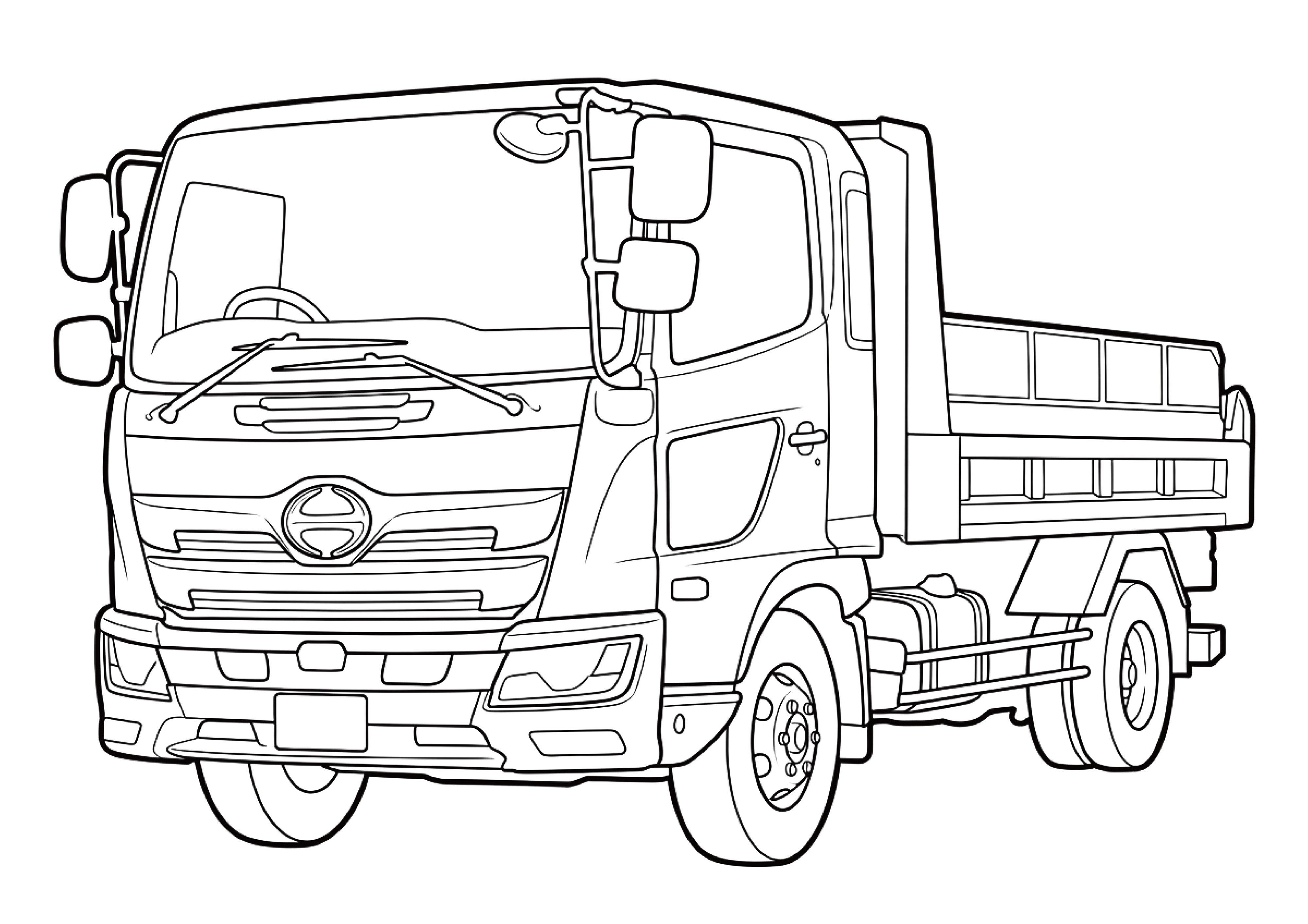 日野(ひの)プロフィア ダンプトラックのぬりえ